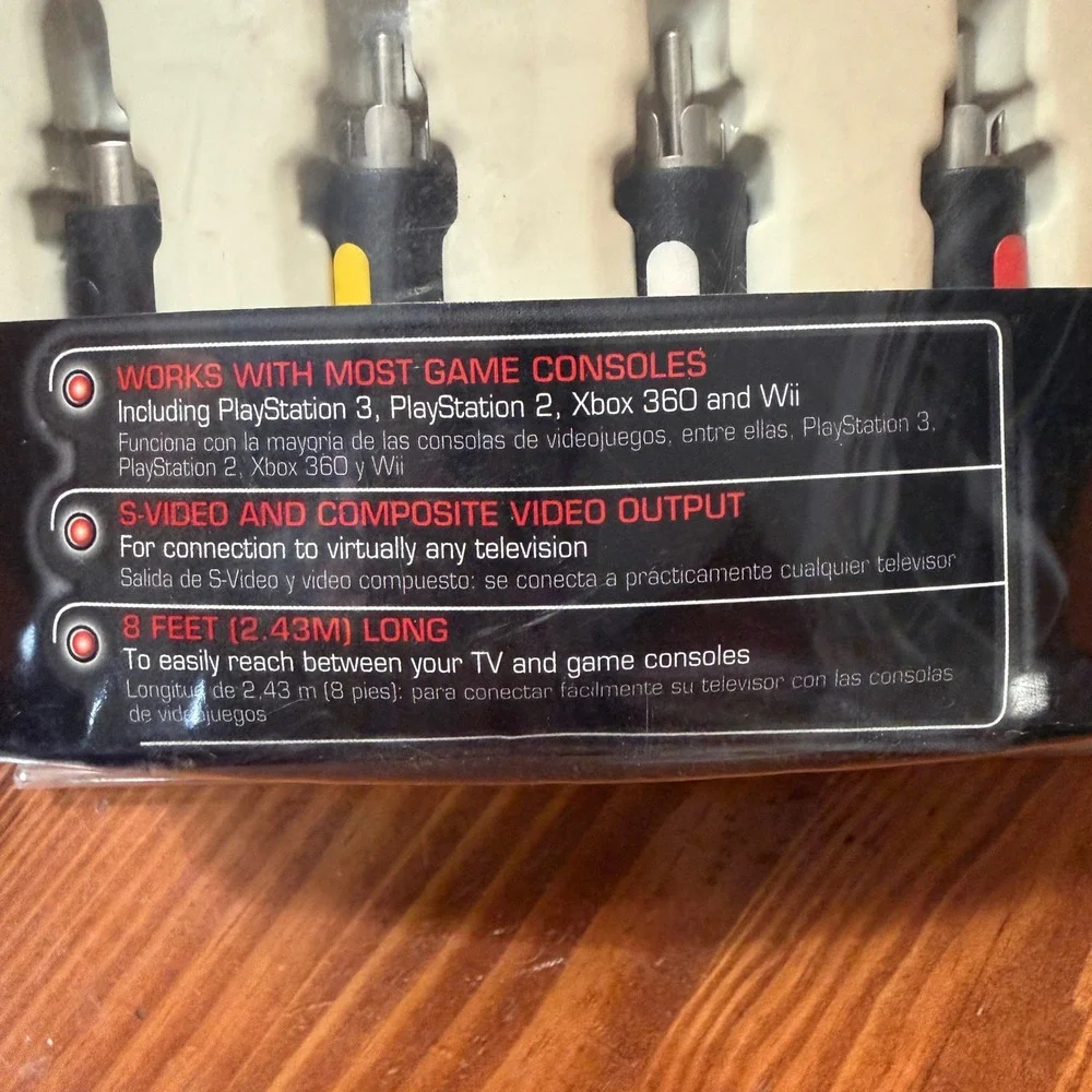 Gigaware Universal Composite S-Video Gaming Cable PS2 PS3 Xbox 360 Wii 26-1434